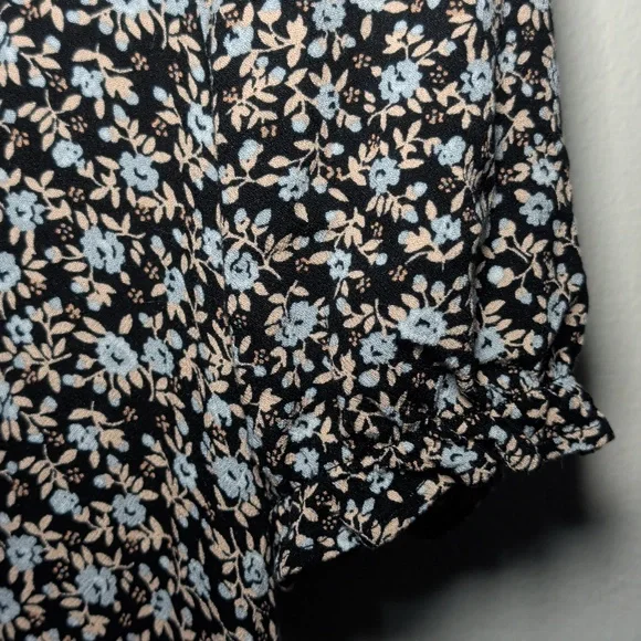 Aerie Garden Party Midi Dress Black Blue Ditsy Floral Cottagecore Women's Size S - Picture 4 of 6